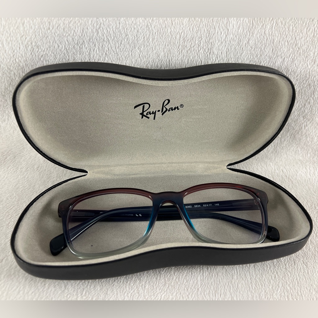 Ray Ban Glasses & Hard Case Rb5362 5834 52-17-140 Clear Blue Purple Square Frame